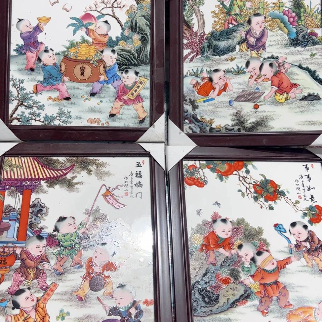 摆件景德镇瓷板画摆件