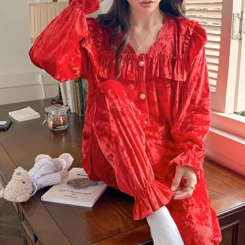 睡衣女春秋长袖套装小香风甜美女士秋冬可外穿家居服88