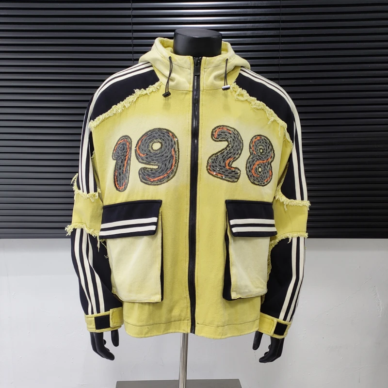 春秋新款重工设计感卡通米奇连帽开衫卫衣外套宽松时尚夹克情侣款