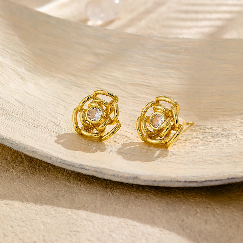 铜合金合成锆石耳饰 小众设计p152耳钉