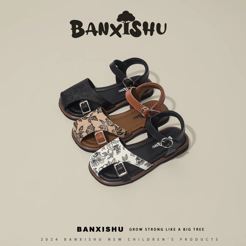 BANXISHU/班喜树 2024女童儿童新中式时尚休闲百搭夏季包头凉鞋