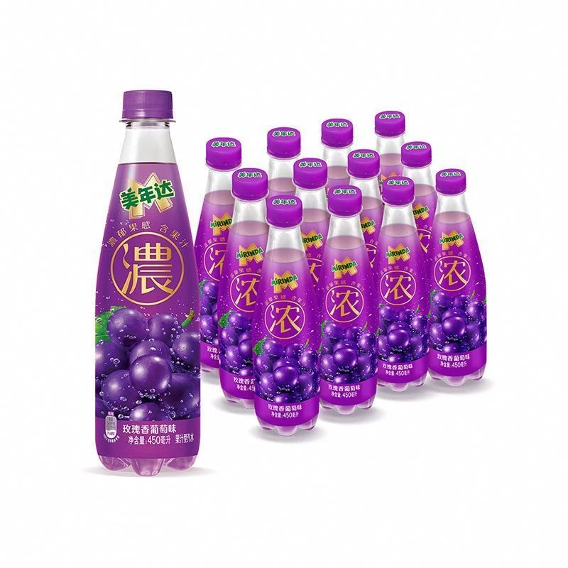 Pepsi/百事美年达浓玫瑰香葡萄味果汁气泡饮料450ml装浓郁果