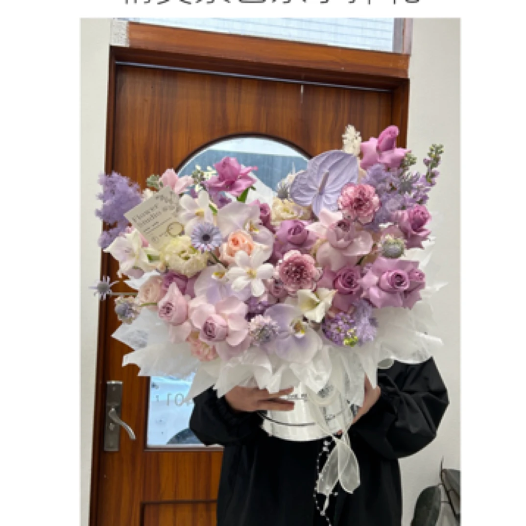 【情人节推荐】粉紫色混搭抱抱桶，送女友老婆朋友