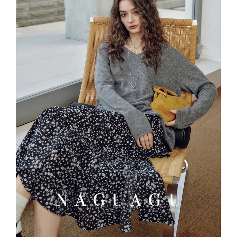 【花影迷踪】轻盈碎花雪纺 浪漫荷叶边半身裙春季新款裙子