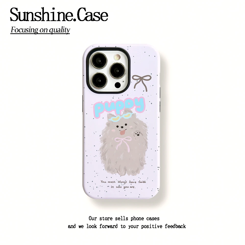 菲林二合一适用苹果华为vivo小米oppo手机壳粉底小狗15PRO