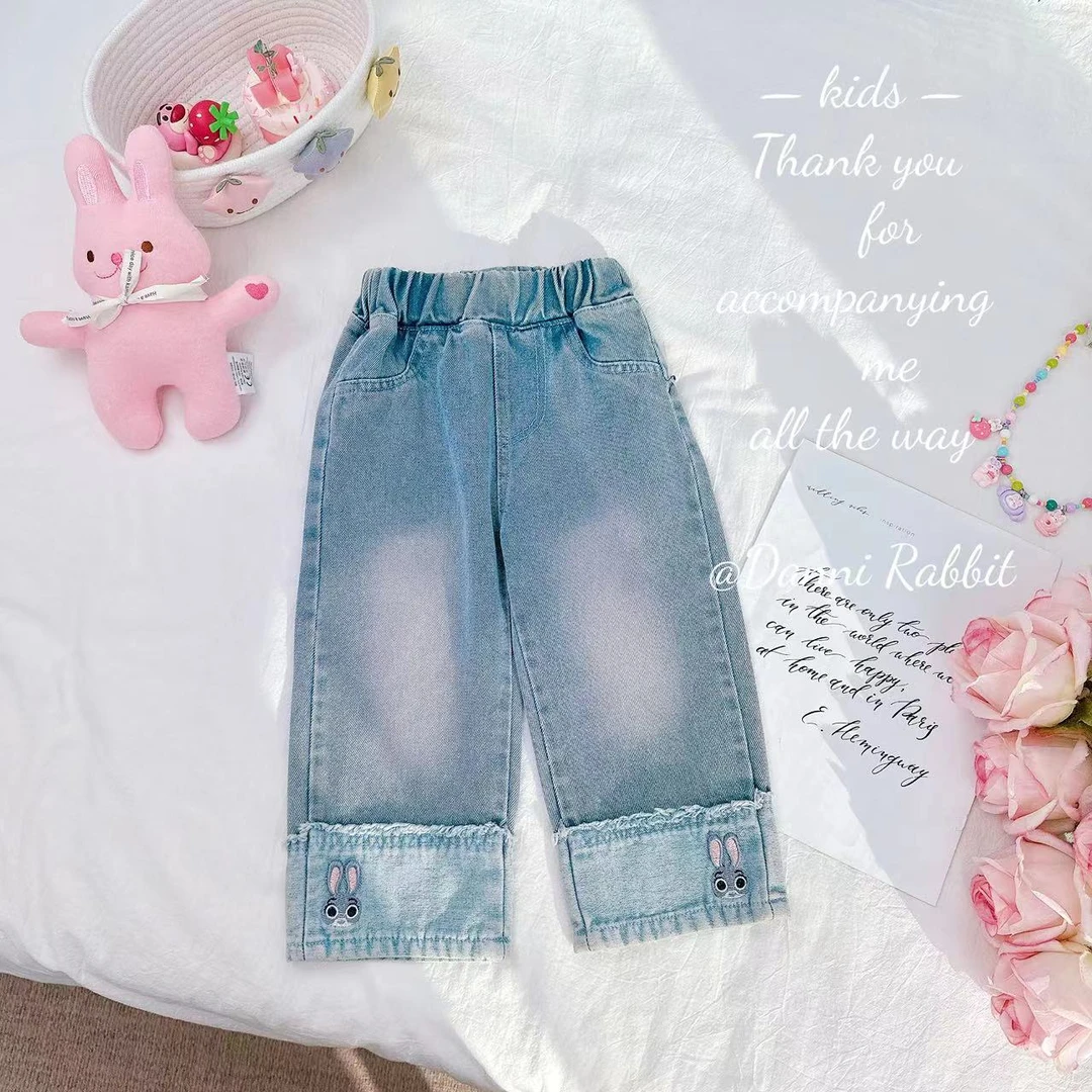 【Dannirabbit】*兔子警官+卡通洋气*女童阔腿牛仔裤 D-W103