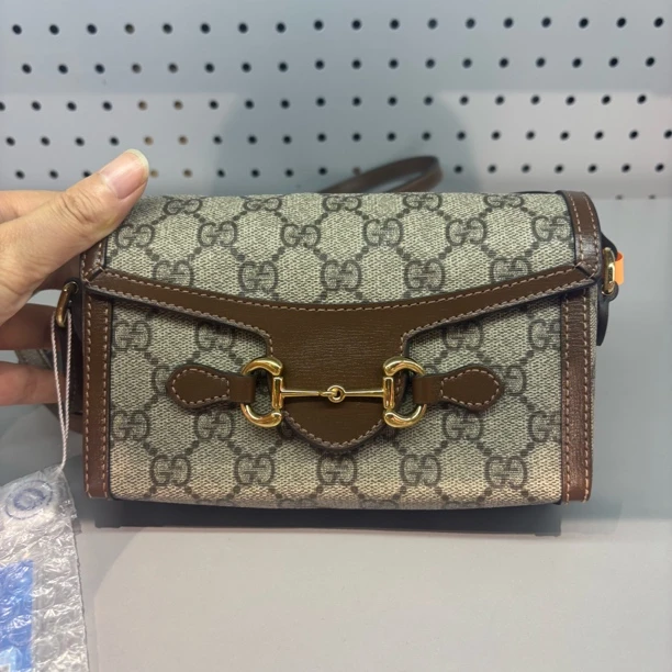 95新 GUCCI/古驰 1955横版老花手机包单肩斜挎