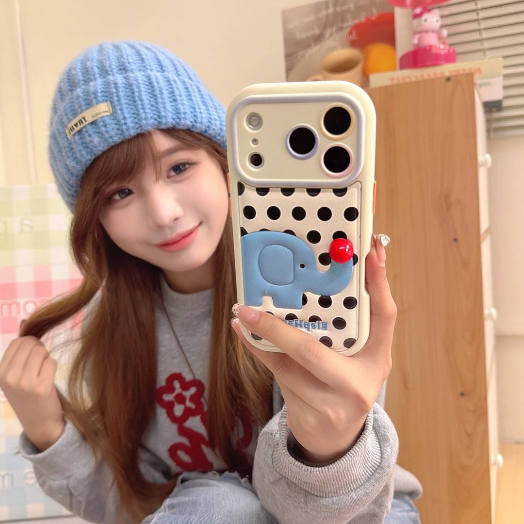 个性立体红鼻子波点大象适用iPhone17苹果16ProMax/15/14手机壳潮