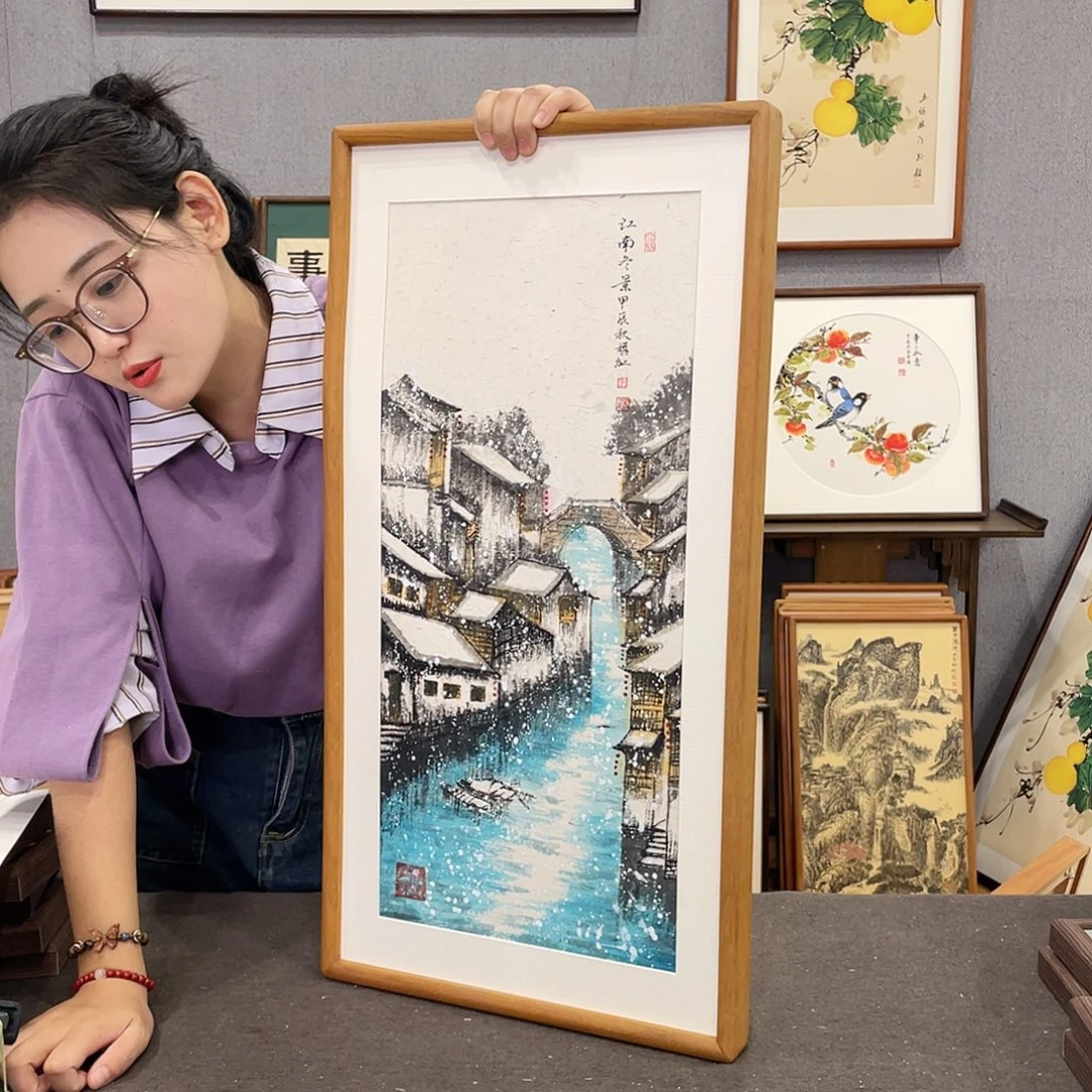 书法手绘带框尺寸：36*69