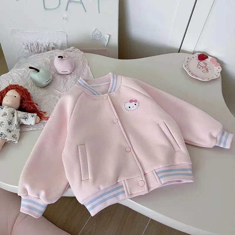 F703 女童秋季圆领卡通休闲可爱外套夹克棒球服上衣保暖外套可爱