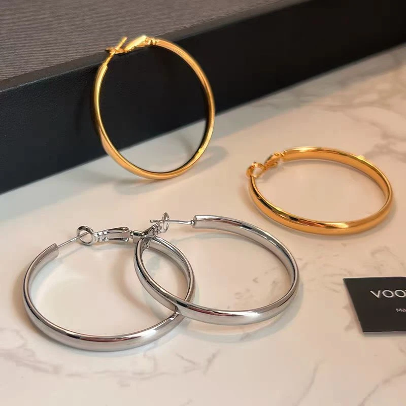 铜合金耳饰  【贺筱姐】时尚洋气百搭圈圈耳环EH070