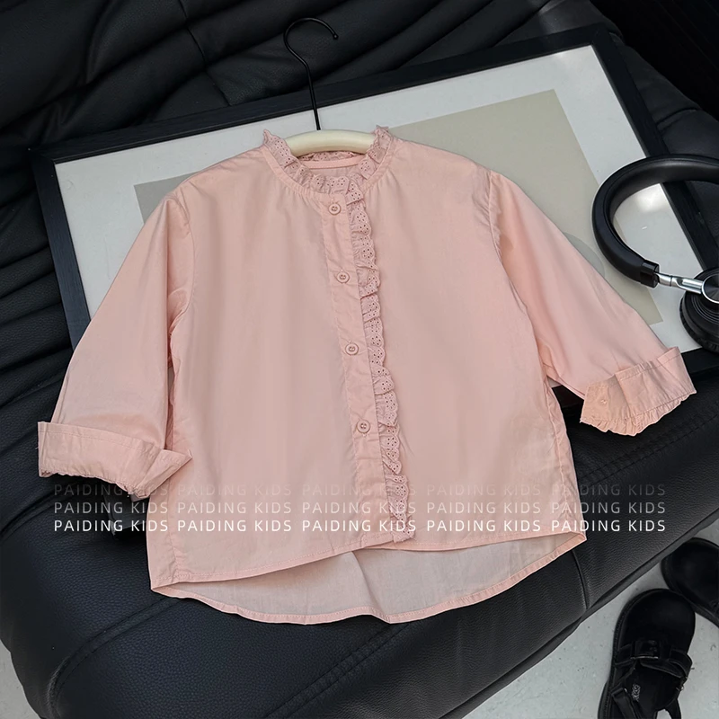 【阿湫】春秋装女童韩版森系洋气荷叶领设计感衬衫上衣SJ6175-NQQ