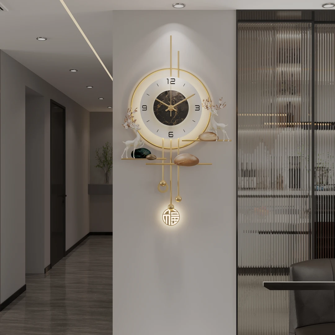 飞鸟集轻奢高级感餐厅装饰钟表挂钟客厅时钟挂墙2025新款大气挂表