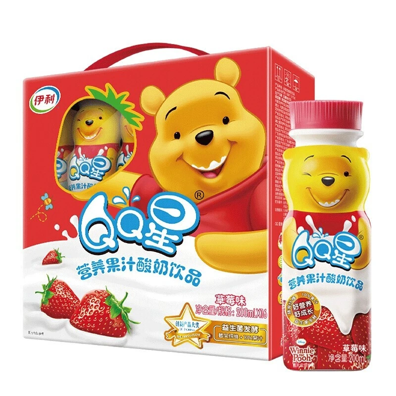 【6月产】伊利QQ星营养果汁酸奶200ml*16瓶