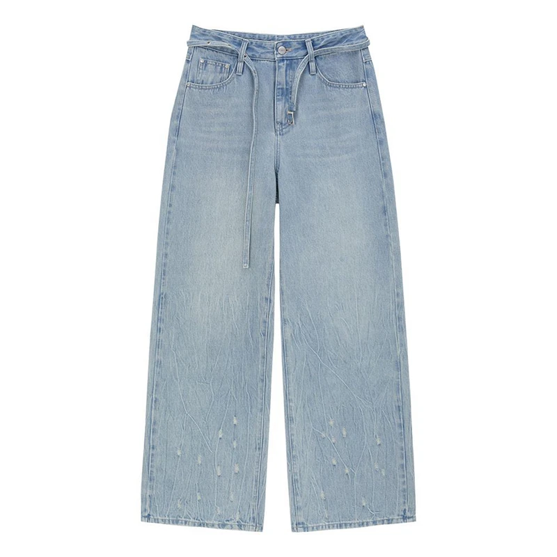 AVVENN2025夏高腰直筒廓形牛仔长裤女1390dopdop买手店