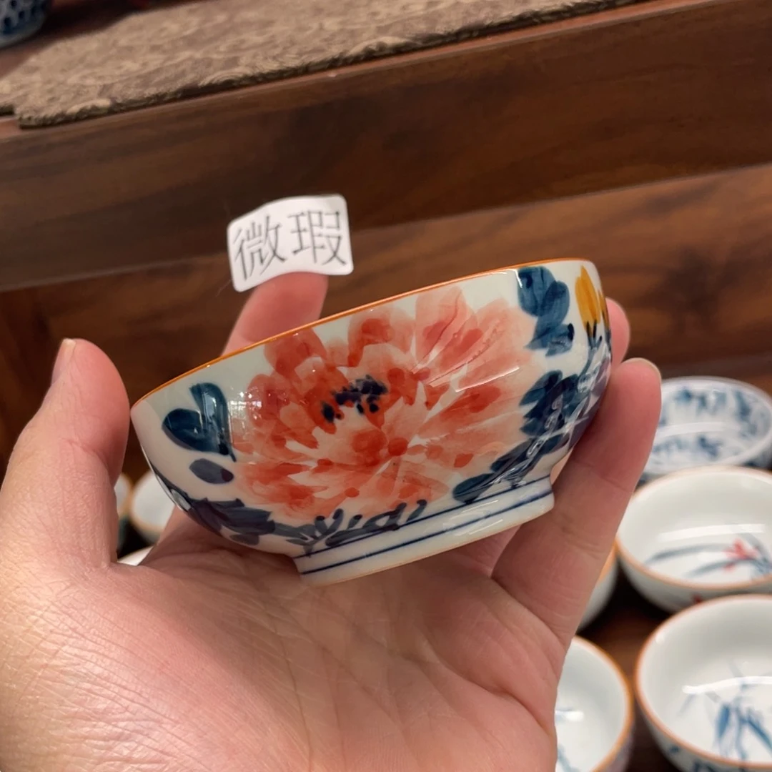 釉下手绘茶具微瑕