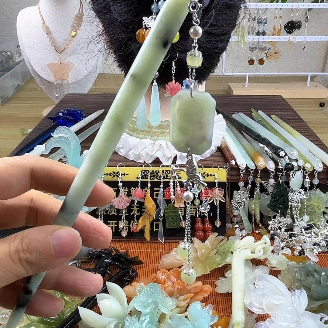 蛇纹石玉合金发饰