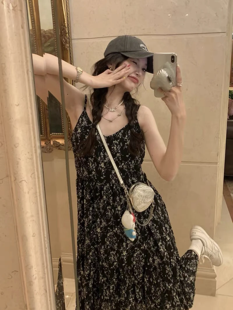 15335法式温柔风高级感碎花连衣裙女夏季御姐风长裙