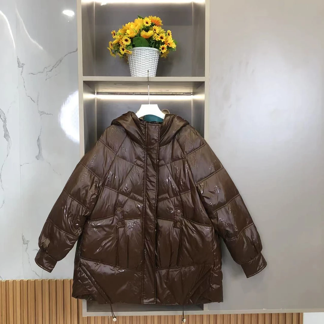 E120【冬季新款】时尚咖色连帽抽绳拉链款外套