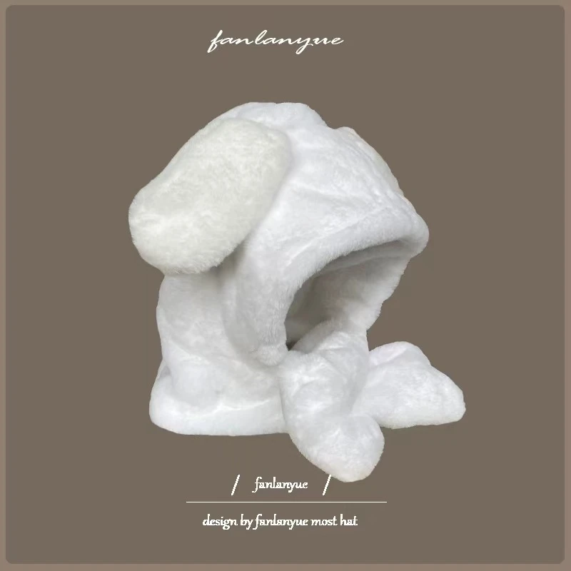 捏一捏会动的耳朵可爱毛绒帽子