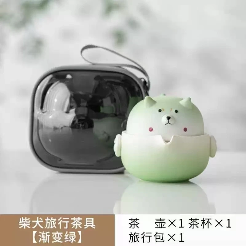 茗香瓷器 菜白旅行茶具户外便携式旅行茶具-5588