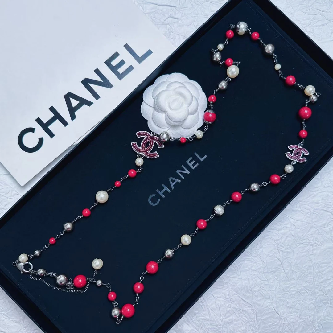 95新 Chanel/香奈儿 柚礼中古/香奈儿安哥拉红珍珠项链HZ502050