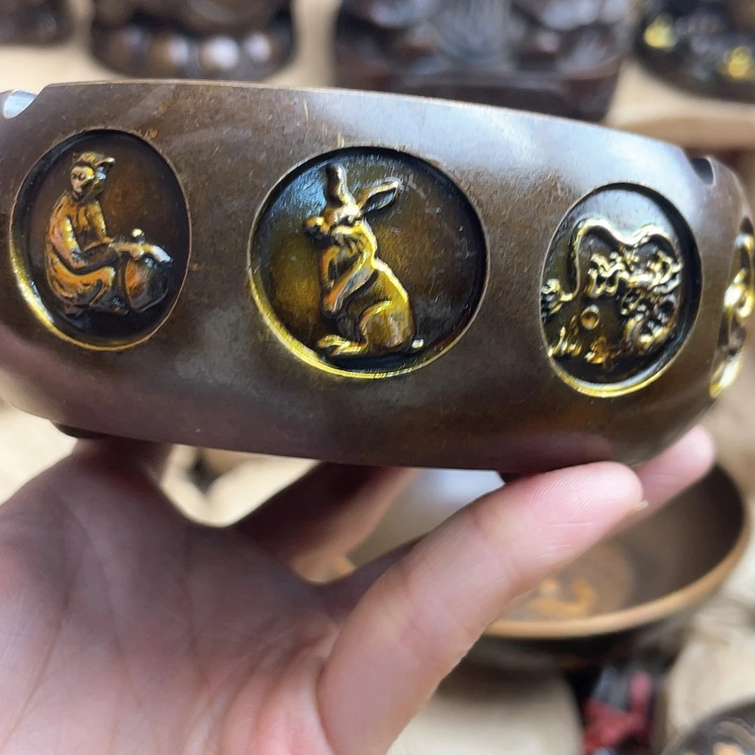 原矿风磨铜烟灰缸