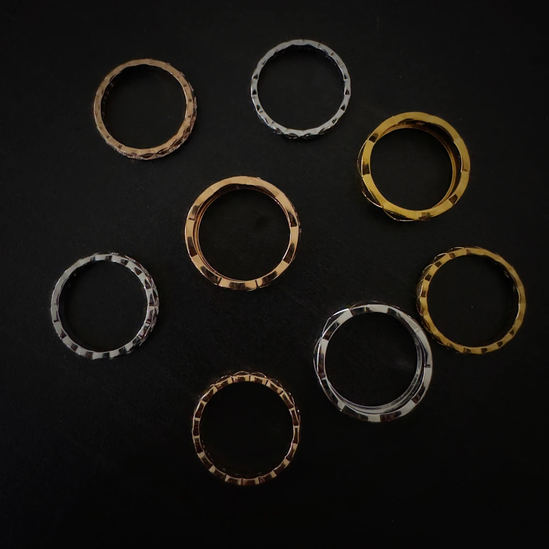 合金戒指 SS定制【菱格戒指窄版】 轻奢时尚新中式小众饰品