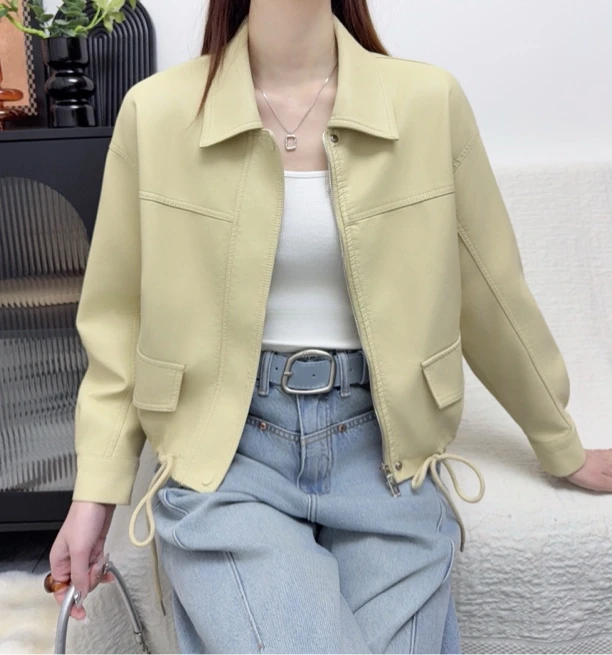 韩版潮流时尚大方休闲蛋白皮P皮衣女