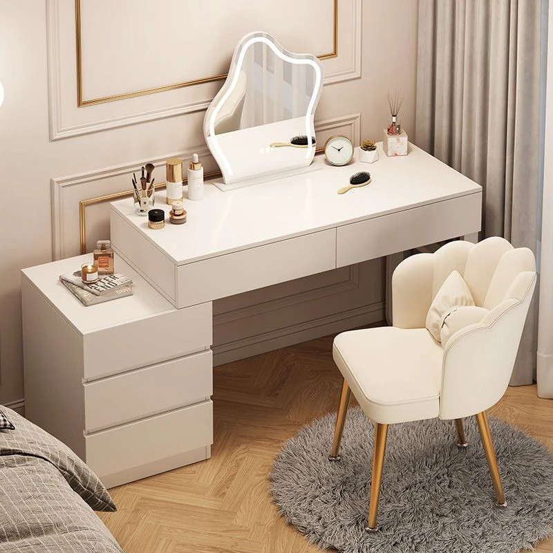 梳妆台卧室简约现代奶油风小户型2025新款网红主卧书桌化妆桌一体