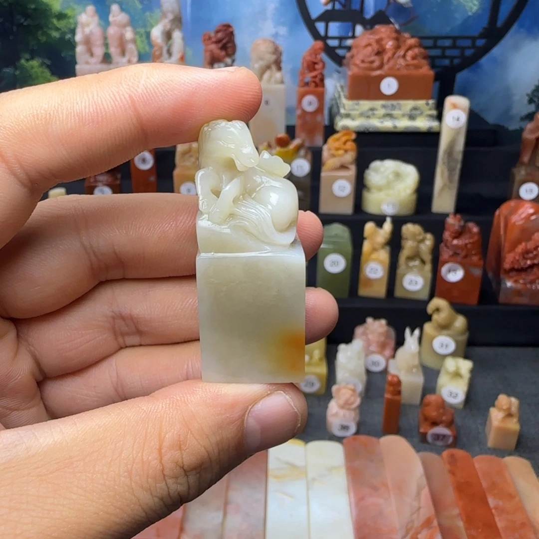 寿山石印石芙蓉结晶马上来财2.0公分印面