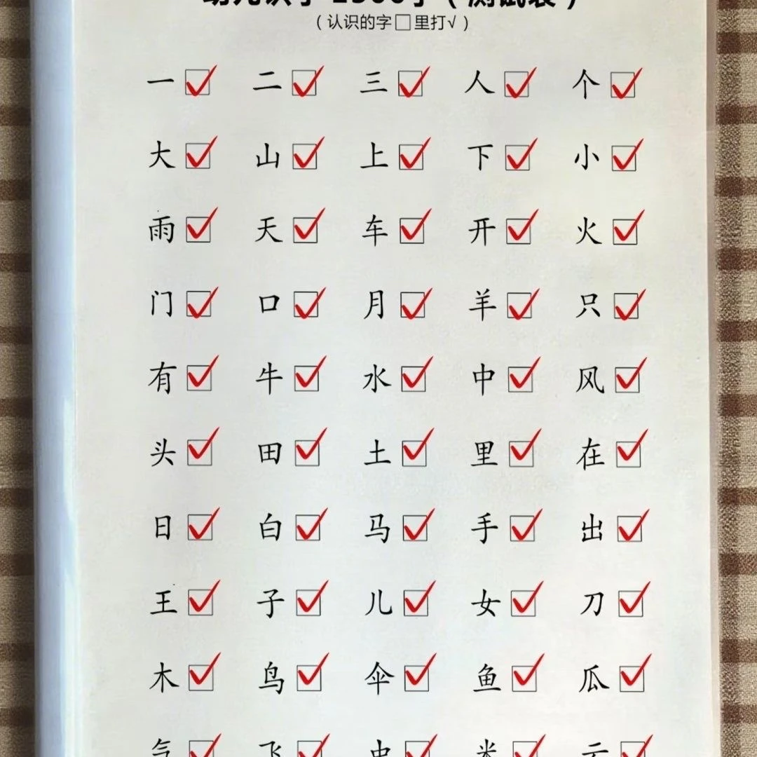班主任推荐幼儿识字1300字通关检测表拼音版A4纸尺寸