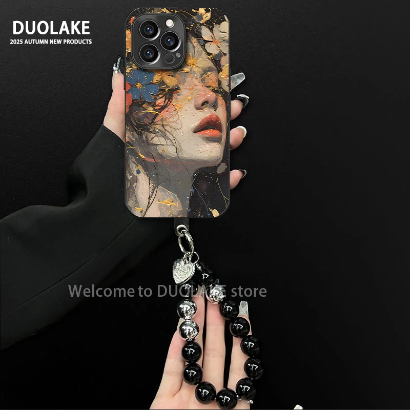 繁花似锦女孩适用苹果vivo华为oppo小米iPhone17电镀羊皮手机壳潮