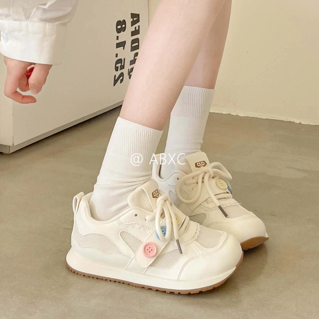 夏季蕾丝透气网鞋女款爆款2025新款板鞋厚底百搭小白鞋休闲运动鞋