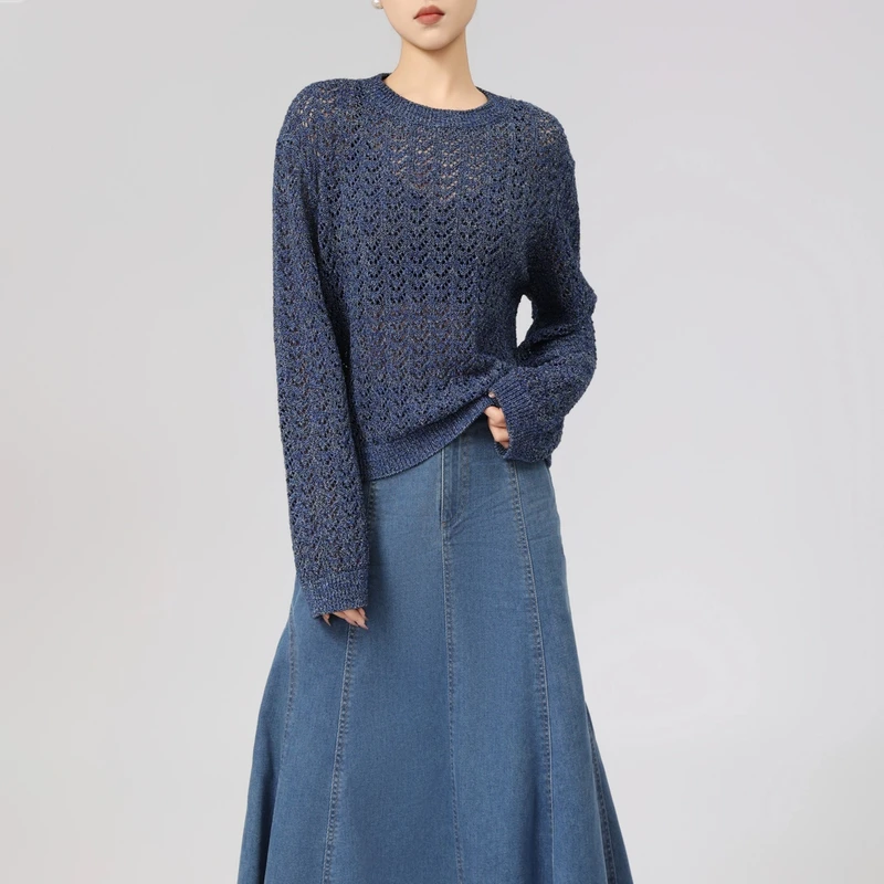 AMASS/阿玛施早春新款气质镂空针织衫四季设计款套头针织5399693