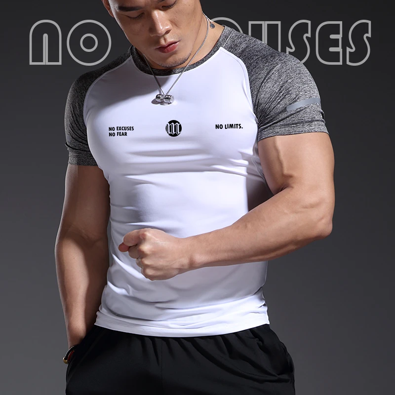 夏季冰丝速干健身服男跑步马拉松修身紧身吸汗透气运动教练服t恤