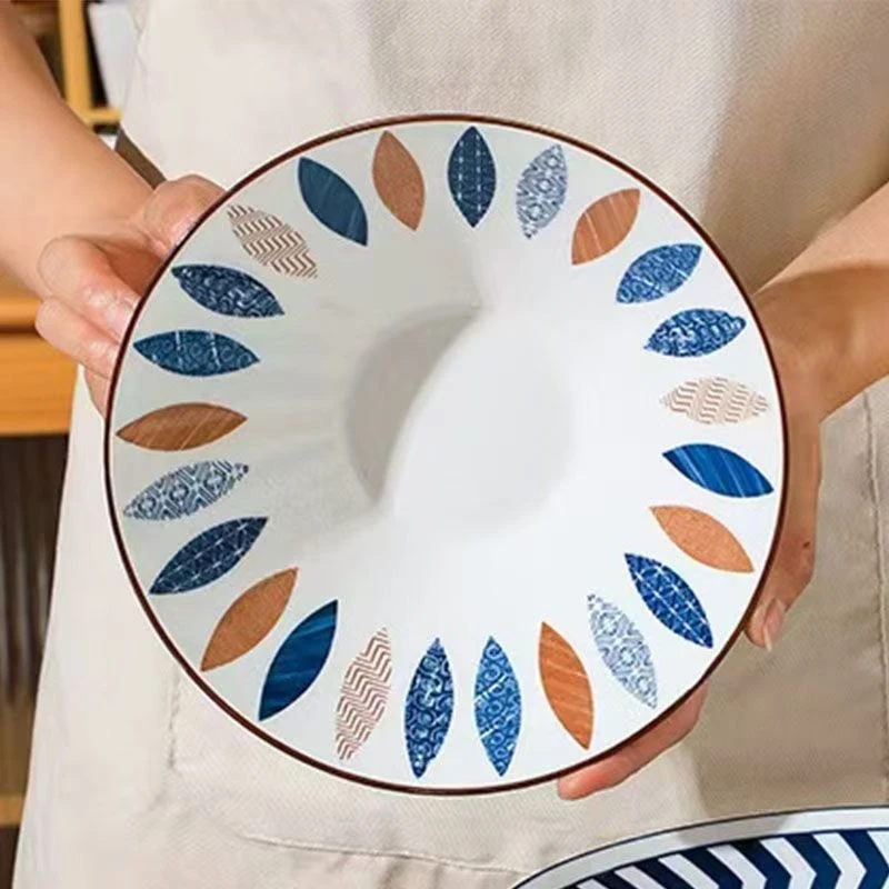 【4只装】兰棕叶子8英寸斗笠碗4只装