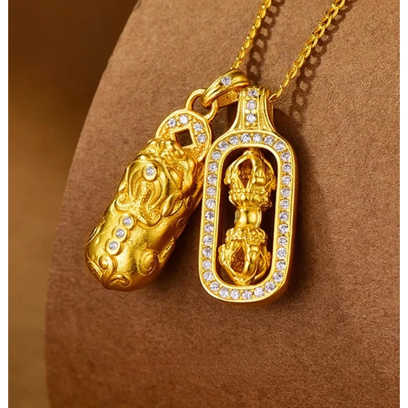 【金缘】貔貅金刚杵吊坠古法招财瑞兽FG338