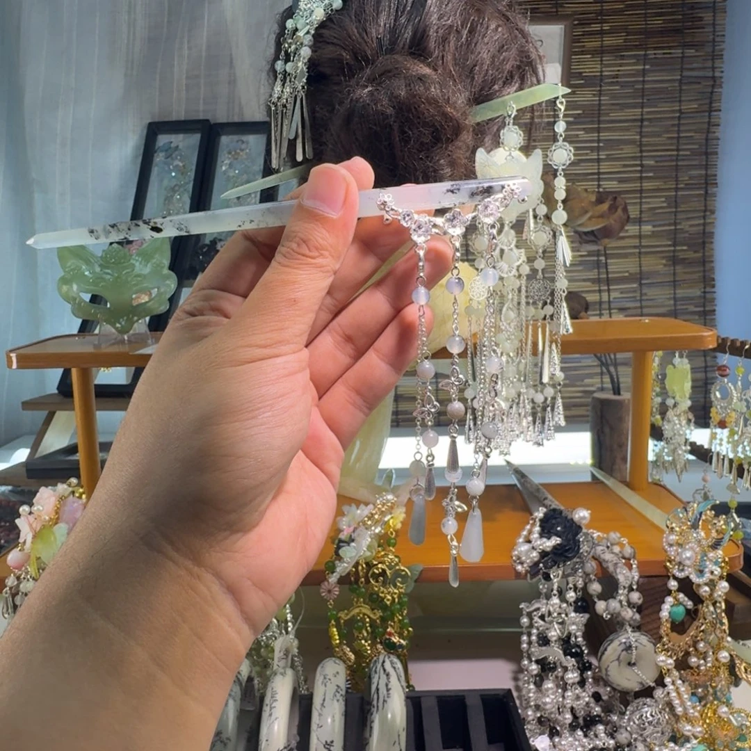 蛇纹石玉合金发饰