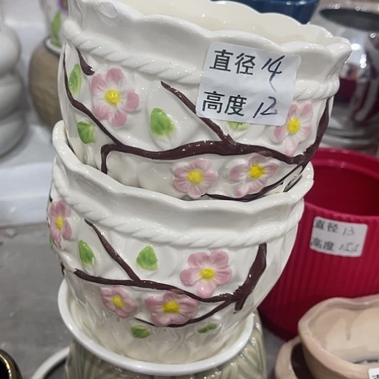 多肉绿植陶瓷花盆9.9包邮，有孔
