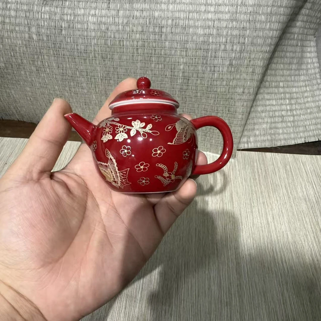 【闪购商品】中式复古红釉陶瓷茶壶6221