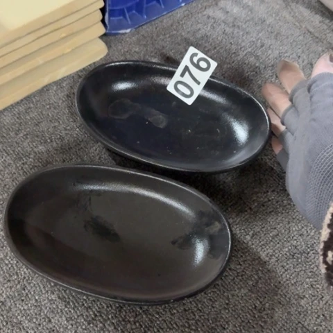 泥塑磁州窑出口果子盘一对微瑕