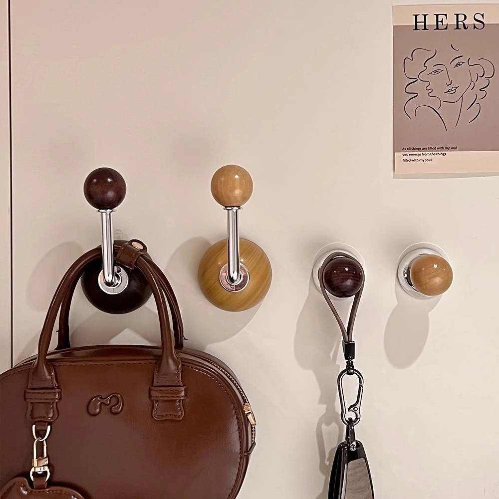 木纹吸盘挂钩免打孔强力承重发圈发箍发夹粘钩多功能卫生间挂衣钩