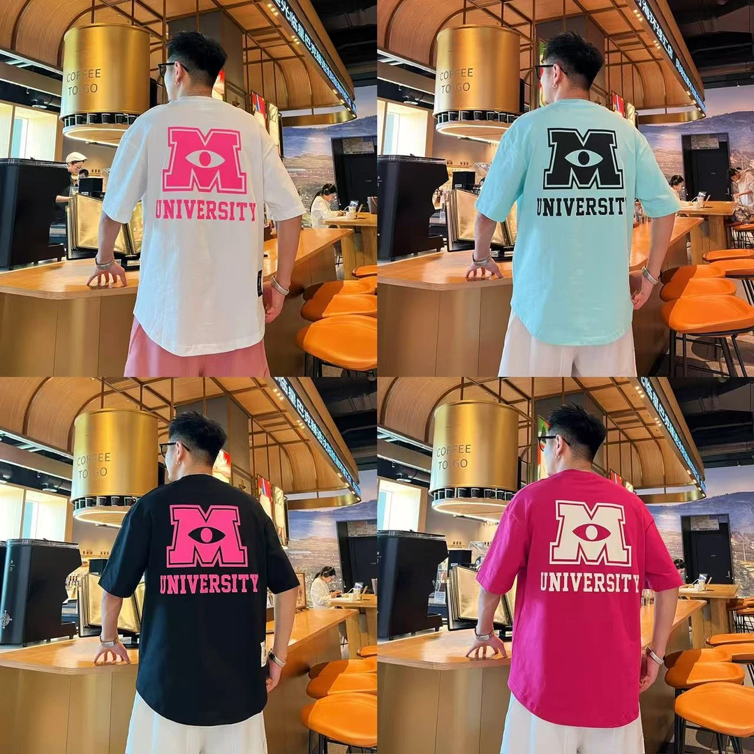 简约潮流新款百搭时尚宽松纯棉透气舒适字母贴皮设计感短袖T恤