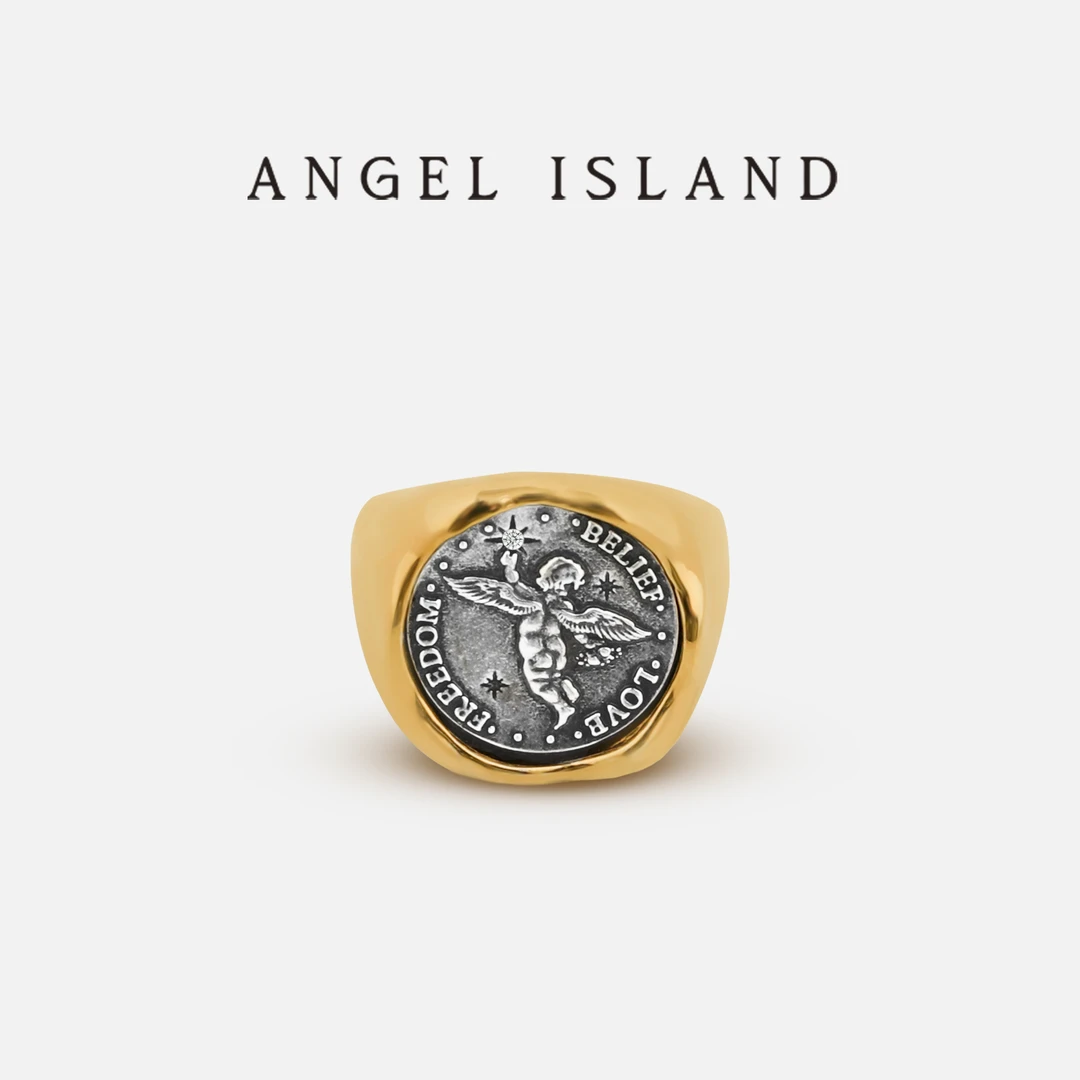ANGEL ISLAND/天使岛屿 铜合金锆石戒指 万妮达同款幸运古币戒指