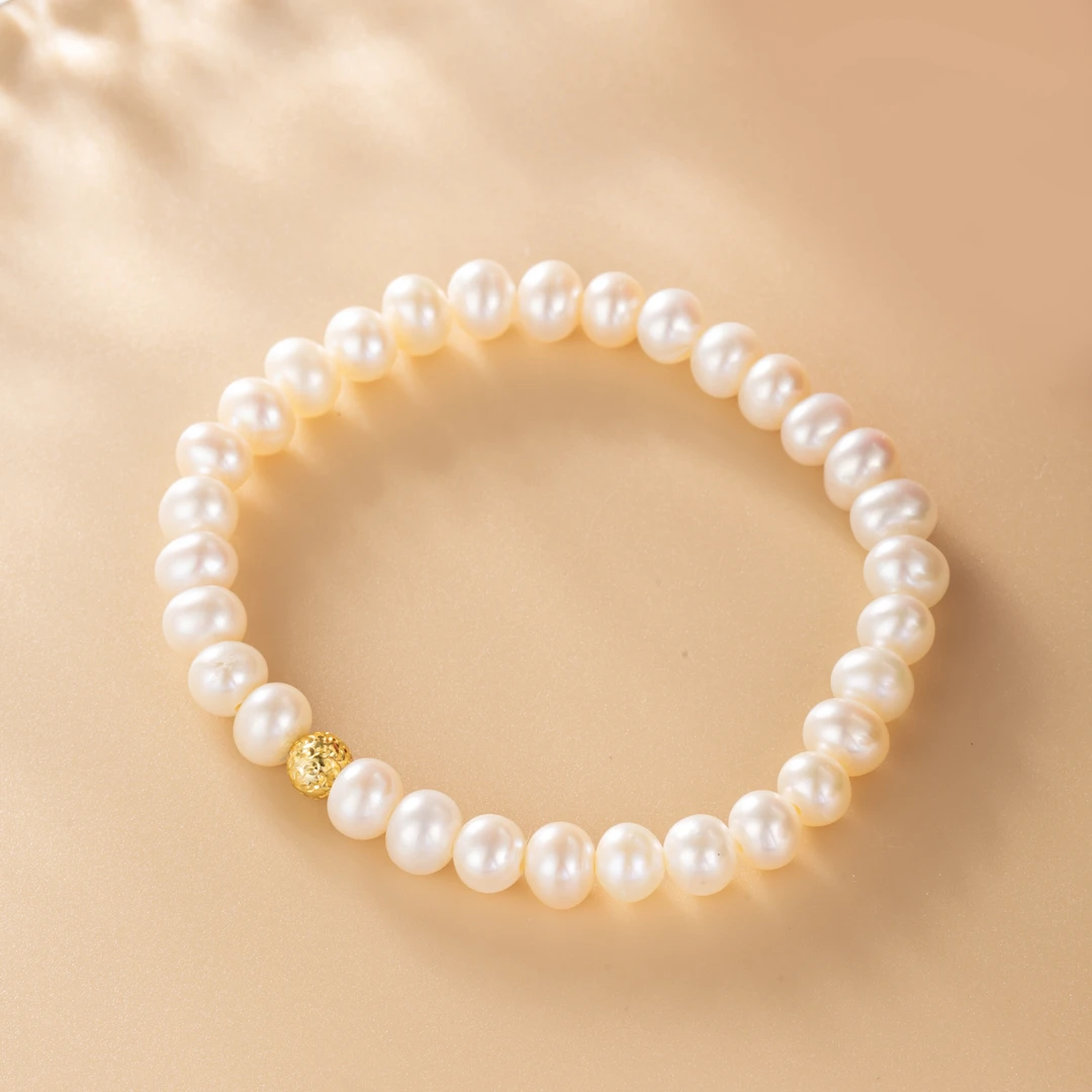 央【星河入梦】【甜恬】天然无核珍珠手链 925银镀金