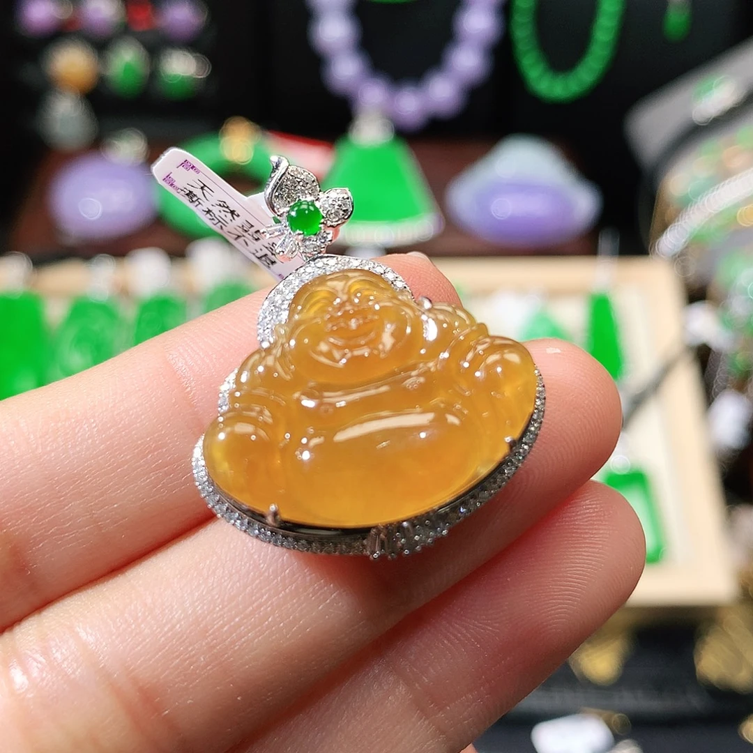 翡翠18K金镶嵌吊坠(不含链)