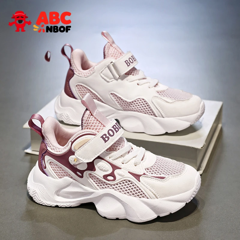 ABC NBOF儿童鞋子6-15学生春夏单网透气跑步鞋女中大童软底跑步鞋