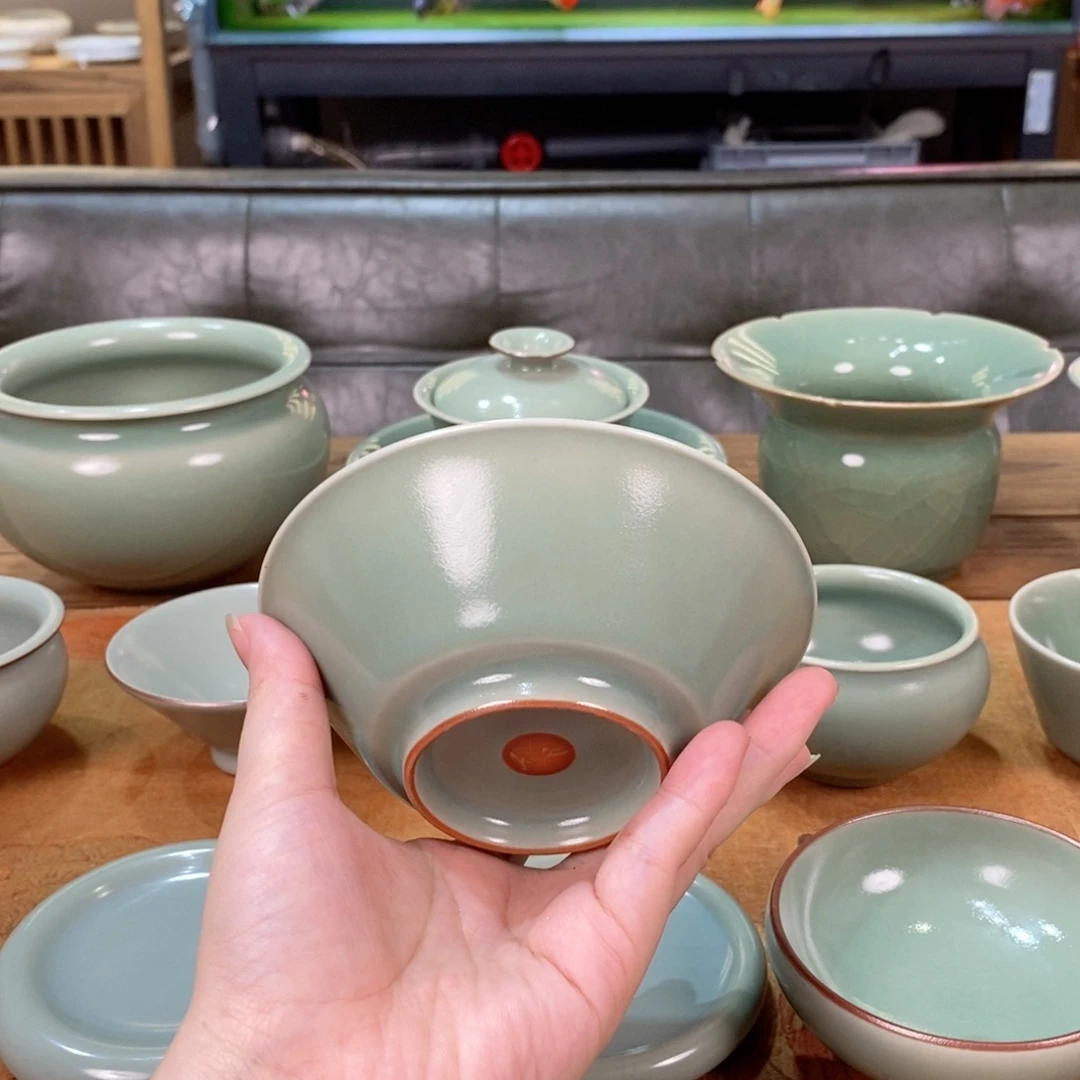 微瑕 朱砂胎梅子青果盘 水洗