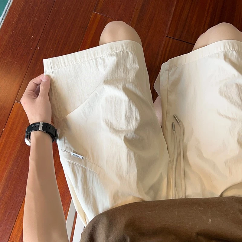 山系工装短裤男夏季薄款潮牌美式速干五分裤宽松青少年打褶休闲裤